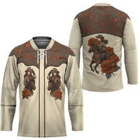 Cowgirl Hockey Jersey Rose Retro Western Yoke - Wonder Print Shop