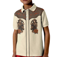 Cowgirl Kid Polo Shirt Rose Retro Western Yoke - Wonder Print Shop