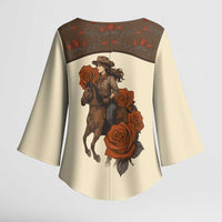 Cowgirl Kimono Sleeve Blouse Rose Retro Western Yoke - Wonder Print Shop