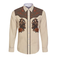 Cowgirl Long Sleeve Button Shirt Rose Retro Western Yoke - Wonder Print Shop