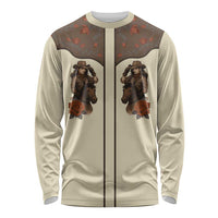 Cowgirl Long Sleeve Shirt Rose Retro Western Yoke - Wonder Print Shop