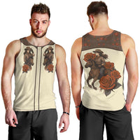 Cowgirl Men Tank Top Rose Retro Western Yoke - Wonder Print Shop