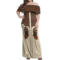 Cowgirl Off Shoulder Maxi Dress Rose Retro Western Yoke - Wonder Print Shop