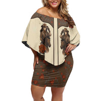 Cowgirl Off Shoulder Short Dress Rose Retro Western Yoke - Wonder Print Shop