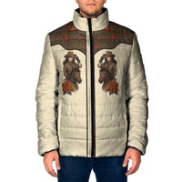 Cowgirl Padded Jacket Rose Retro Western Yoke - Wonder Print Shop
