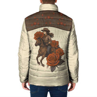 Cowgirl Padded Jacket Rose Retro Western Yoke - Wonder Print Shop