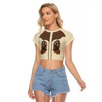 Cowgirl Raglan Cropped T Shirt Rose Retro Western Yoke - Wonder Print Shop