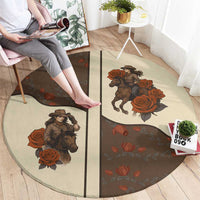 Cowgirl Round Carpet Rose Retro Western Yoke - Wonder Print Shop