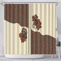 Cowgirl Shower Curtain Rose Retro Western Yoke - Wonder Print Shop