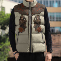 Cowgirl Sleeveless Puffer Jacket Rose Retro Western Yoke - Wonder Print Shop