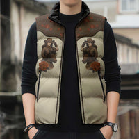 Cowgirl Sleeveless Puffer Jacket Rose Retro Western Yoke - Wonder Print Shop