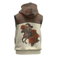 Cowgirl Sleeveless Zip Hoodie Rose Retro Western Yoke - Wonder Print Shop