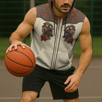 Cowgirl Sleeveless Zip Hoodie Rose Retro Western Yoke - Wonder Print Shop