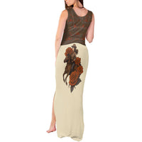 Cowgirl Tank Maxi Dress Rose Retro Western Yoke - Wonder Print Shop