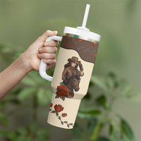 Cowgirl Tumbler With Handle Rose Retro Western Yoke - Wonder Print Shop