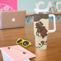 Cowgirl Tumbler With Handle Rose Retro Western Yoke - Wonder Print Shop