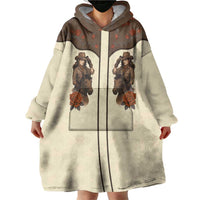 Cowgirl Wearable Blanket Hoodie Rose Retro Western Yoke - Wonder Print Shop