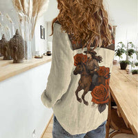 Cowgirl Women Casual Shirt Rose Retro Western Yoke - Wonder Print Shop