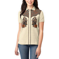 Cowgirl Women Polo Shirt Rose Retro Western Yoke - Wonder Print Shop
