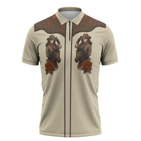 Cowgirl Zipper Polo Shirt Rose Retro Western Yoke - Wonder Print Shop