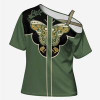 Retro Butterfly Cross Shoulder Shirt Western Yoke Style - Wonder Print Shop