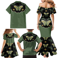 Retro Butterfly Family Matching Mermaid Dress and Hawaiian Shirt Western Yoke Style - Wonder Print Shop