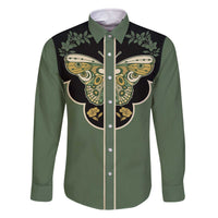 Retro Butterfly Family Matching Off The Shoulder Long Sleeve Dress and Hawaiian Shirt Western Yoke Style - Wonder Print Shop