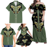 Retro Butterfly Family Matching Off Shoulder Maxi Dress and Hawaiian Shirt Western Yoke Style - Wonder Print Shop