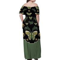 Retro Butterfly Family Matching Off Shoulder Maxi Dress and Hawaiian Shirt Western Yoke Style - Wonder Print Shop
