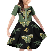 Retro Butterfly Family Matching Off Shoulder Short Dress and Hawaiian Shirt Western Yoke Style - Wonder Print Shop