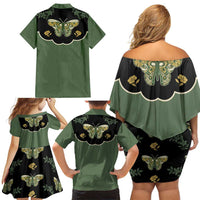 Retro Butterfly Family Matching Off Shoulder Short Dress and Hawaiian Shirt Western Yoke Style - Wonder Print Shop