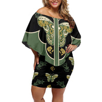 Retro Butterfly Family Matching Off Shoulder Short Dress and Hawaiian Shirt Western Yoke Style - Wonder Print Shop
