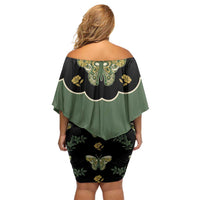 Retro Butterfly Family Matching Off Shoulder Short Dress and Hawaiian Shirt Western Yoke Style - Wonder Print Shop