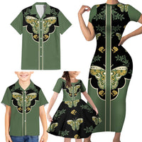 Retro Butterfly Family Matching Short Sleeve Bodycon Dress and Hawaiian Shirt Western Yoke Style - Wonder Print Shop