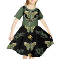 Retro Butterfly Kid Short Sleeve Dress Western Yoke Style - Wonder Print Shop