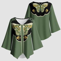 Retro Butterfly Kimono Sleeve Blouse Western Yoke Style - Wonder Print Shop
