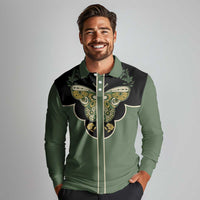 Retro Butterfly Long Sleeve Polo Shirt Western Yoke Style - Wonder Print Shop