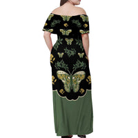 Retro Butterfly Off Shoulder Maxi Dress Western Yoke Style - Wonder Print Shop