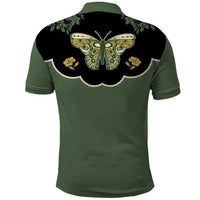 Retro Butterfly Polo Shirt Western Yoke Style - Wonder Print Shop