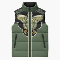 Retro Butterfly Sleeveless Puffer Jacket Western Yoke Style - Wonder Print Shop