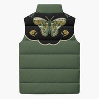 Retro Butterfly Sleeveless Puffer Jacket Western Yoke Style - Wonder Print Shop