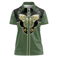 Retro Butterfly Women Polo Shirt Western Yoke Style - Wonder Print Shop