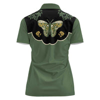 Retro Butterfly Women Polo Shirt Western Yoke Style - Wonder Print Shop