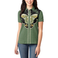 Retro Butterfly Women Polo Shirt Western Yoke Style - Wonder Print Shop
