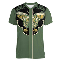 Retro Butterfly Women V-Neck T-Shirt Western Yoke Style - Wonder Print Shop