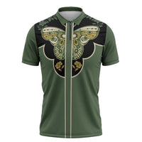 Retro Butterfly Zipper Polo Shirt Western Yoke Style - Wonder Print Shop