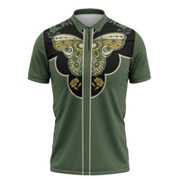 Retro Butterfly Zipper Polo Shirt Western Yoke Style - Wonder Print Shop