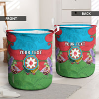 Personalized Azerbaijan Laundry Basket Khari Bulbul Buta Pattern Emblem Flame