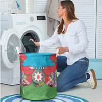 Personalized Azerbaijan Laundry Basket Khari Bulbul Buta Pattern Emblem Flame