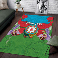 Personalized Azerbaijan Area Rug Khari Bulbul Buta Pattern Emblem Flame